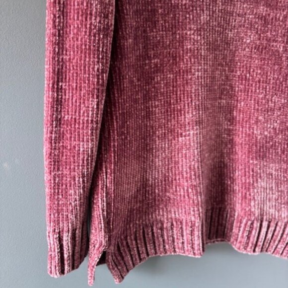 Orvis M Purple Mauve Sweater Plush Chenille V Neck Tunic Cozy Knit Ribbed Comfy - Picture 5 of 7